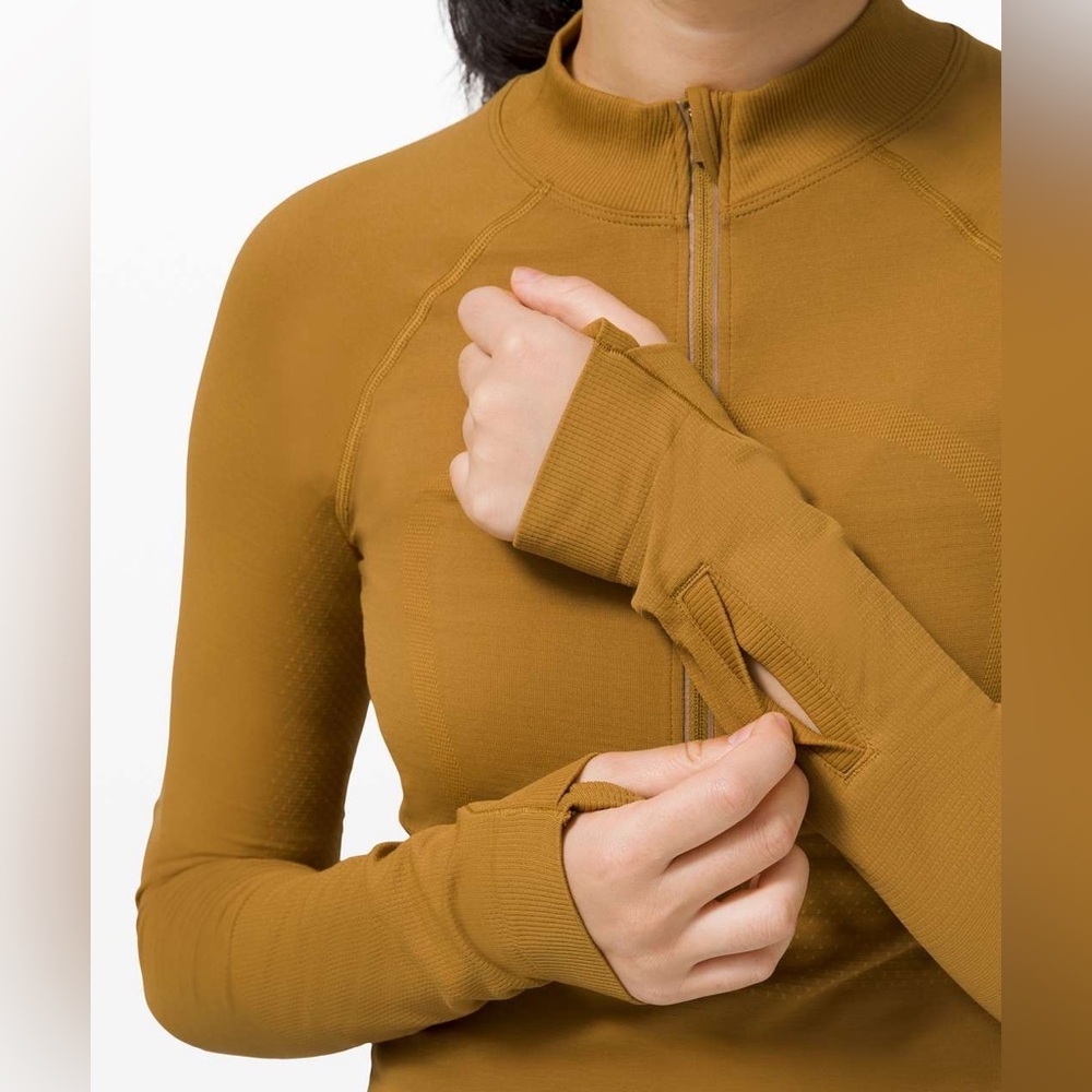 Lululemon Swiftly Tech 1/2 Zip 2.0 Cool Spiced Bronze Tuscan Gold Long Sleeve - Picture 4 of 8